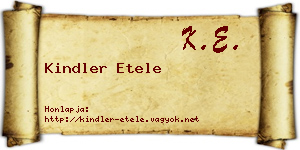 Kindler Etele névjegykártya